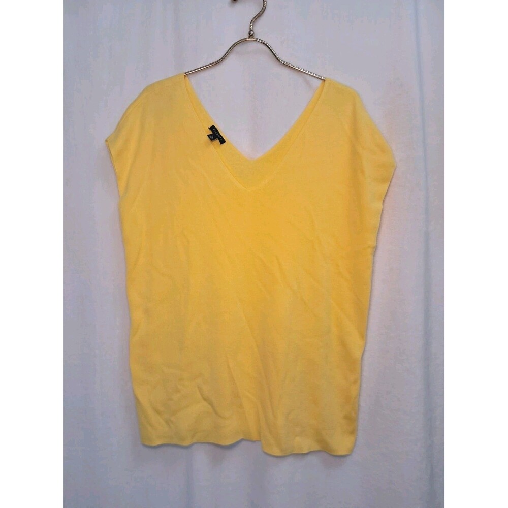 NEW Talbots Sweater Vest Yellow Cotton Rayon Slight Dolman Sleeve Size XL
